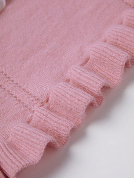 MOD Sueter Ultra Corto Con Cuello Alto Y Dobladillo De Encaje Para Mujer