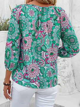 LUNE Camisa Con Estampado Floral Y Cintura Con Lazo En El Cuello