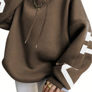Ezwear sudadera con capucha informal para mujer con estampado de letras, para otono/invierno