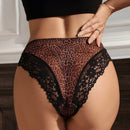 Tangas Triangulares Con Encaje Y Estampado De Leopardo