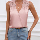 Clasi Blusa De Saten Sin Mangas Con Decoracion Bordada Floral