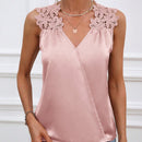Clasi Blusa De Saten Sin Mangas Con Decoracion Bordada Floral