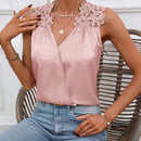Clasi Blusa De Saten Sin Mangas Con Decoracion Bordada Floral