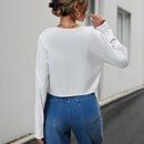 Prive Blusa De Manga Larga Para Mujer Con Ribete De Volantes
