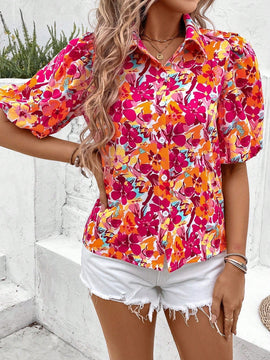 VCAY Camisa De Manga Corta Con Estampado Floral Para Mujer