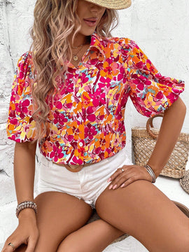 VCAY Camisa De Manga Corta Con Estampado Floral Para Mujer