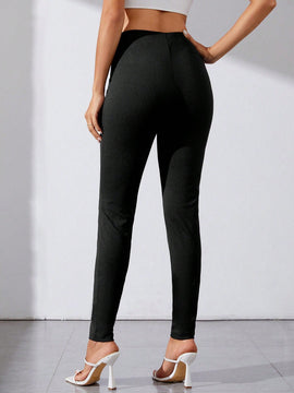 Tall Pantalones Pitillo Con Detalles De Botones Y Cremallera Para Mujer