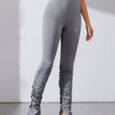 Tall Pantalones Ajustados Con Diseno Plisado Y Con Abertura De Color Liso Para Mujer
