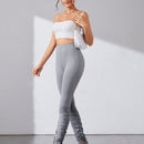 Tall Pantalones Ajustados Con Diseno Plisado Y Con Abertura De Color Liso Para Mujer