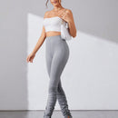 Tall Pantalones Ajustados Con Diseno Plisado Y Con Abertura De Color Liso Para Mujer