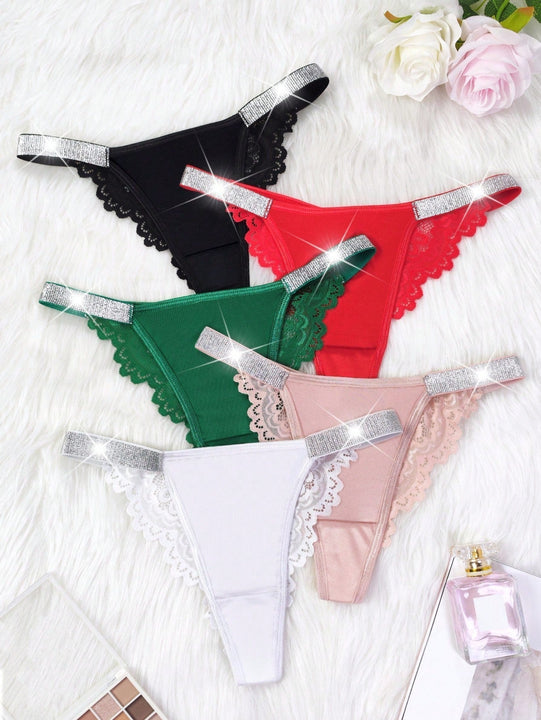 Lenceria Para Mujeres, Braguitas Triangulares De Encaje Y Tela De Corte