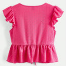 VCAY Blusa De Malla Bordada De Manga Abullonada Solida De Punto Para Mujer Con Cordon En El Pecho