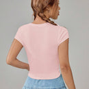 Camiseta Corta Con Estampado De Eslogan Y Lazo