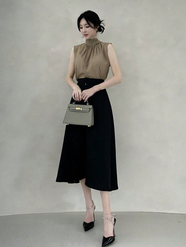 DAZY Camisa Elegante De Mujer Sin Mangas Con Corbata.