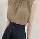 DAZY Camisa Elegante De Mujer Sin Mangas Con Corbata.