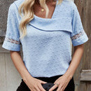Camisa Para Mujer Con Panel De Encaje Y Cuello Irregular