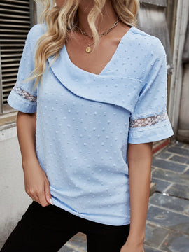 Frenchy Camisa Para Mujer Con Panel De Encaje Y Cuello Irregular