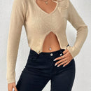 Essnce Sweater Con Cuello En V Y Bajo Dividido