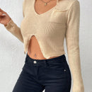 Essnce Sweater Con Cuello En V Y Bajo Dividido