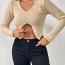Essnce Sweater Con Cuello En V Y Bajo Dividido