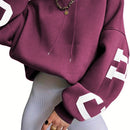 Ezwear sudadera con capucha informal para mujer con estampado de letras, para otono/invierno