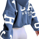 Ezwear sudadera con capucha informal para mujer con estampado de letras, para otono/invierno