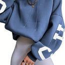 Ezwear sudadera con capucha informal para mujer con estampado de letras, para otono/invierno