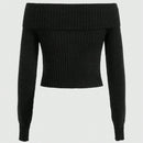 ROMWE Goth Jersey De Canale De Punto Con Hombros Descubiertos Y Dobladillo Dividido Para Mujer