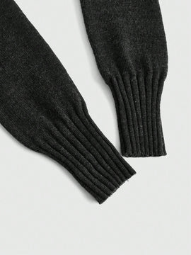 ROMWE Goth Jersey De Canale De Punto Con Hombros Descubiertos Y Dobladillo Dividido Para Mujer