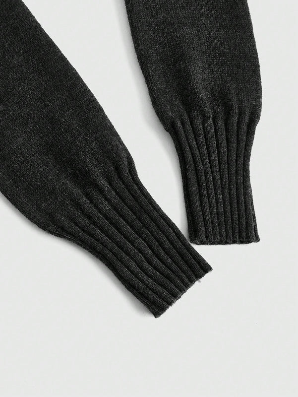 ROMWE Goth Jersey De Canale De Punto Con Hombros Descubiertos Y Dobladillo Dividido Para Mujer