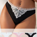 Ropa Interior Con Tanga De Encaje Y Parches Para Mujer