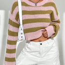EZwear Sueter Corto A Rayas Con Hombros Caidos