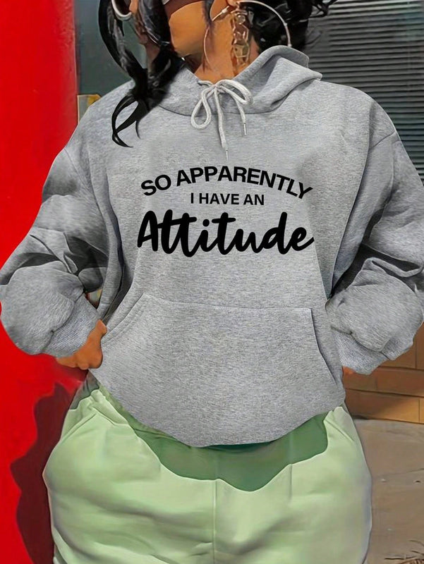 Ezwear sudadera con capucha minimalista con estampado de carta de bolsillo para mujer, uso casual diario