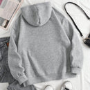Ezwear sudadera con capucha minimalista con estampado de carta de bolsillo para mujer, uso casual diario
