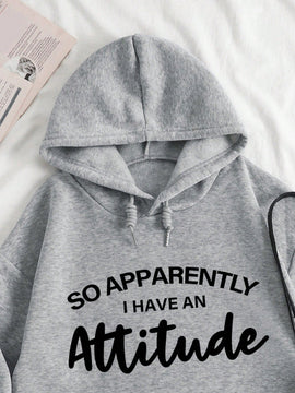 Ezwear sudadera con capucha minimalista con estampado de carta de bolsillo para mujer, uso casual diario