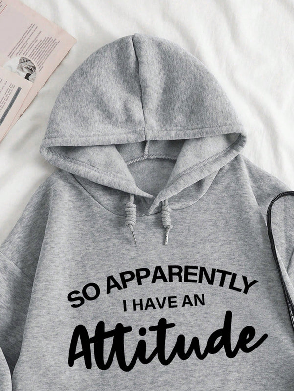 Ezwear sudadera con capucha minimalista con estampado de carta de bolsillo para mujer, uso casual diario