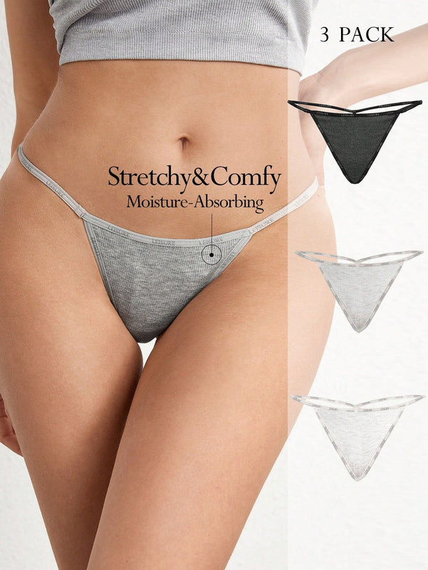 Leisure Ropa Interior Tipo Tanga Con Tiras Estampadas Y Letras Para Mujer