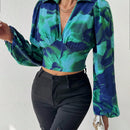 Prive Camisa Corta Con Mangas De Linterna Tenidas En Tie-dye