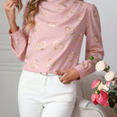 Prive Camisa De Manga Larga Con Patron De Corazones De Lamina Dorada Para Mujer