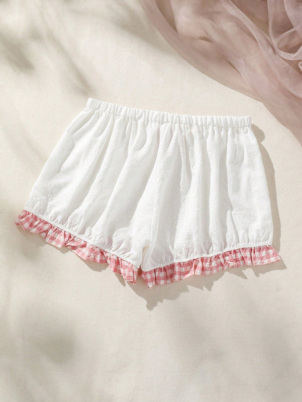 Pantalones Cortos De Seguridad De Lunares Con Volantes