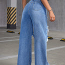 Jeans De De Jean De Pierna Ancha Y Desgastados Para Mujeres