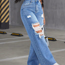 Jeans De De Jean De Pierna Ancha Y Desgastados Para Mujeres