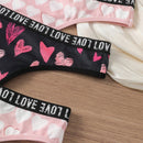 Tanga De Mujer Con Patron De Amor Y Letras En Tela De Red, Paquete De 3 Unidades