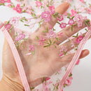 Conjunto De Lenceria De Malla Transparente Con Bordado De Flores