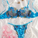 Conjunto De Lenceria Para Mujer Con Encaje Y Bordado De Parche