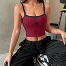 EZwear Atuendos De Verano Top De Tirantes Bordado Con Arana Para Mujer Con Borde Recortado