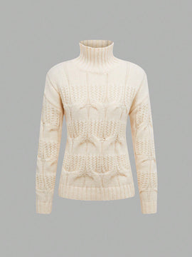 EZwear Sueter De Color Liso Con Cuello Alto Para Mujer