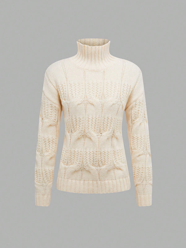 EZwear Sueter De Color Liso Con Cuello Alto Para Mujer