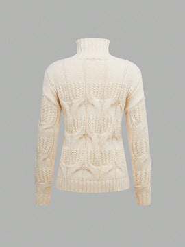 EZwear Sueter De Color Liso Con Cuello Alto Para Mujer
