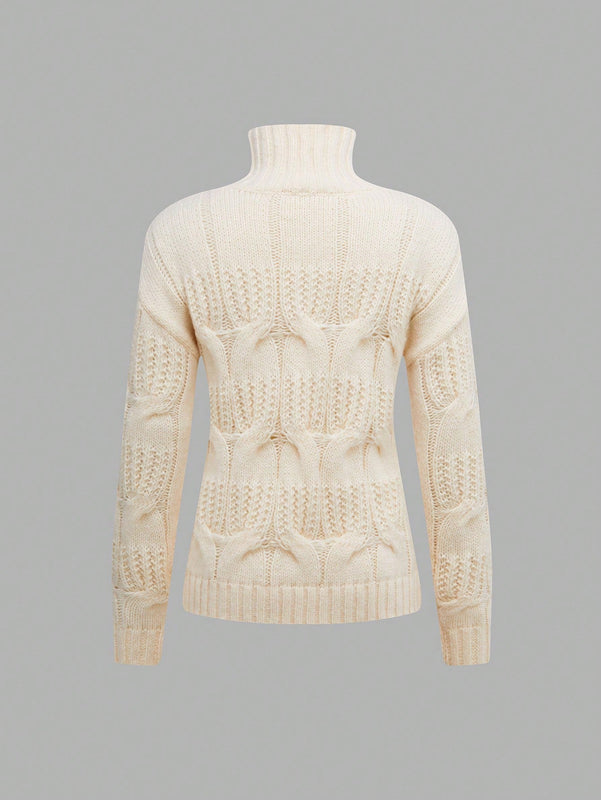 EZwear Sueter De Color Liso Con Cuello Alto Para Mujer
